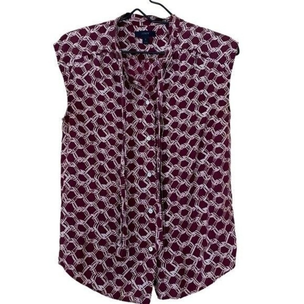 J. Crew Silk Print Blouse Sleeveless size 0